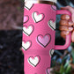 Rose Red Valentines Heart Printed Thermos Cup with Handle 40oz
