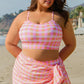 Pink Plaid Print High Waist Bikini Set