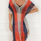 Multicolor Striped Tassel Crochet V Neck Beach Cover Up