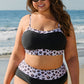 Black 2pcs Leopard Patchwork High Waisted Swimsuit