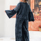 Round Neck Flare Sleeve Top and Pants Set