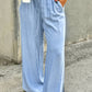 Beau Blue Casual Wide Slit Leg High Waist Loose Jeans