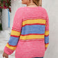 Color Block Round Neck Long Sleeve Sweater