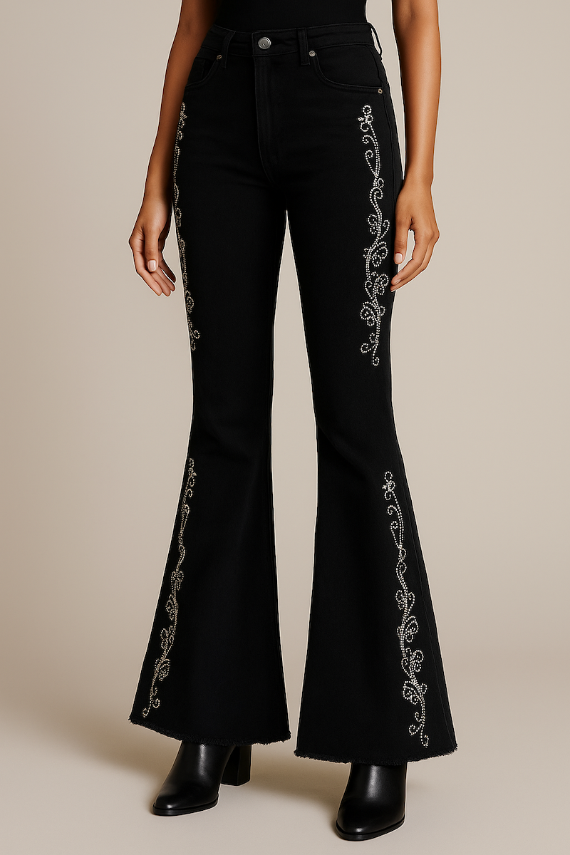 Midnight Rodeo Rhinestone Flare Jeans