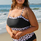 Black 2pcs Leopard Patchwork High Waisted Swimsuit
