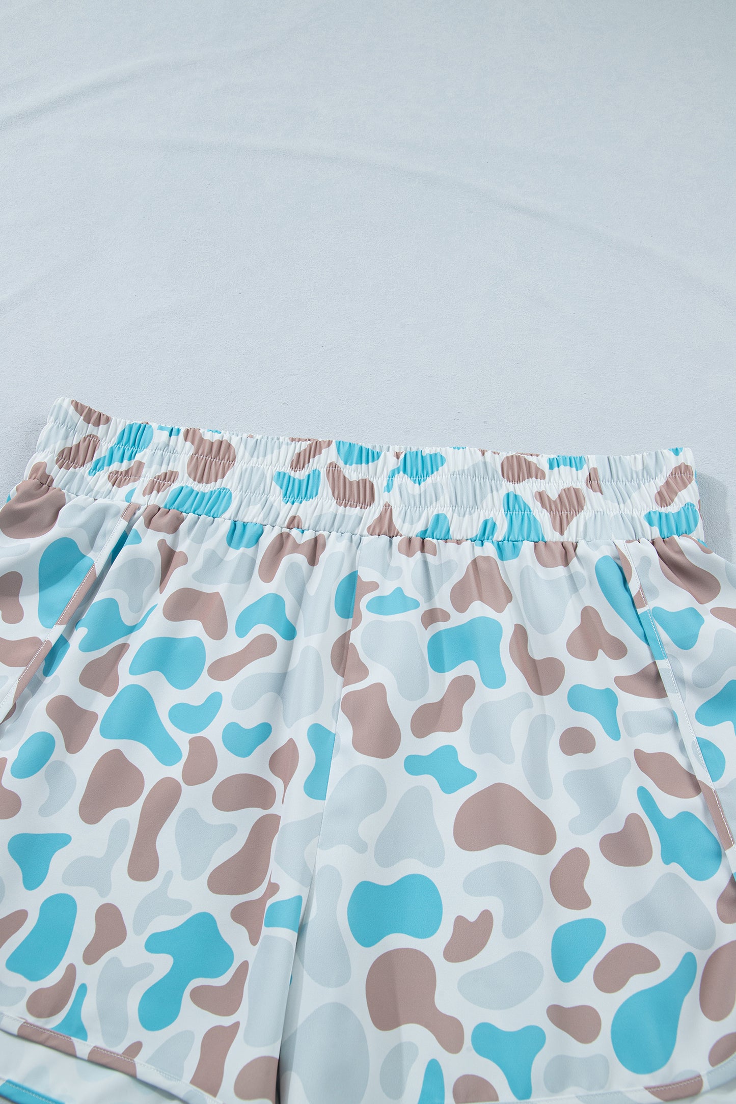 Multicolour Camouflage Elastic Waist Athleisure Shorts