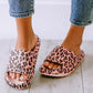 Pink Leopard Print Thick Sole Slip On Slippers