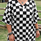 Black Checkered Pattern Tee and Shorts Two Piece Set