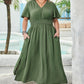 Four Leaf Clover Surplice Neckline Shirred High Waist Maxi Dress