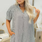 Stripe Short Sleeve Buttoned V Neck Pocketed Mini Dress