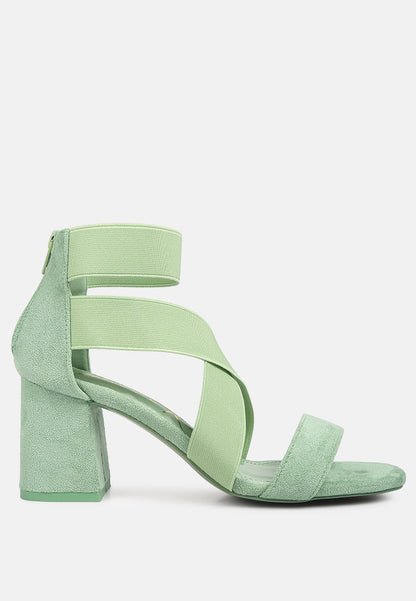 Berries Elastic Strappy Block Heel Sandals