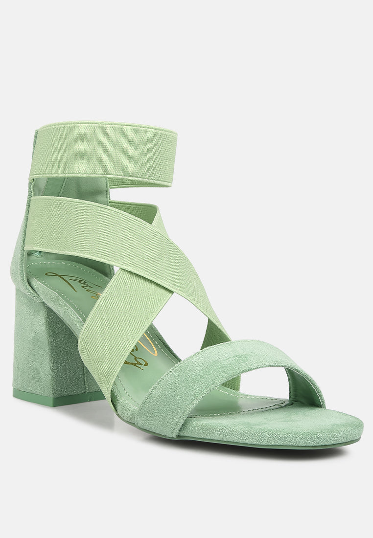 Berries Elastic Strappy Block Heel Sandals
