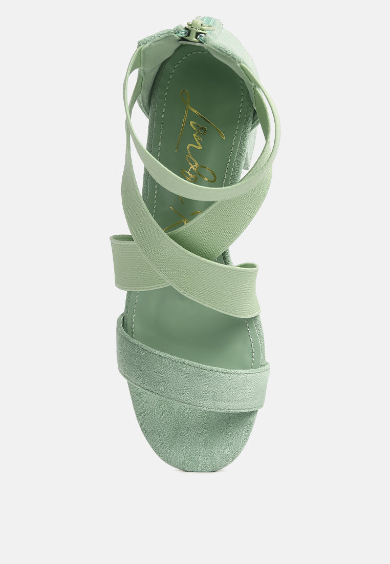 Berries Elastic Strappy Block Heel Sandals