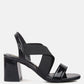 Elastic Straps Block Heel Sandals