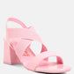 Elastic Straps Block Heel Sandals