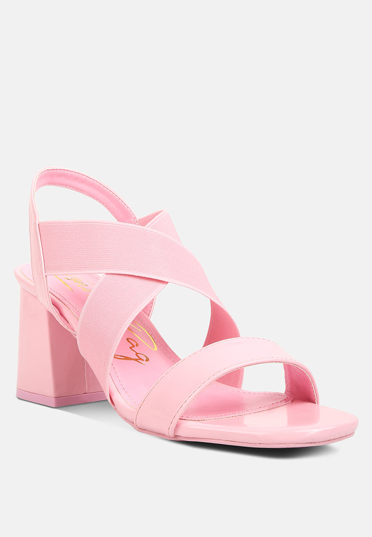 Elastic Straps Block Heel Sandals