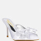 Elisda Blue Diamante Bow Heeled Mules