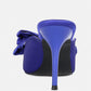 Elisda Blue Diamante Bow Heeled Mules