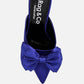 Elisda Blue Diamante Bow Heeled Mules