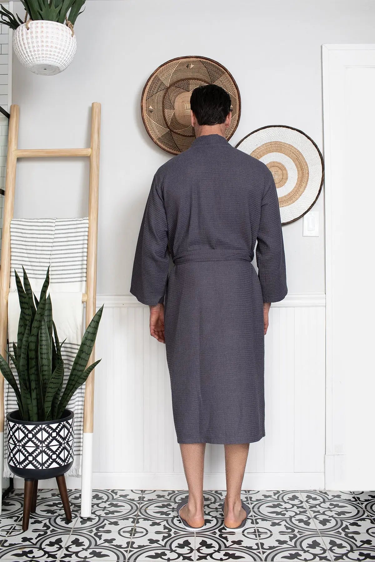 Waffle Kimono Spa Bathrobe -  Absorbent, Lightweight
