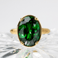 Sterling Silver Oval Cut Emerald CZ Cocktail Ring