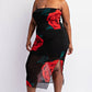 Emilia Mesh Print Strapless Dress with Slit