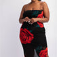 Emilia Mesh Print Strapless Dress with Slit