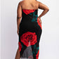 Emilia Mesh Print Strapless Dress with Slit