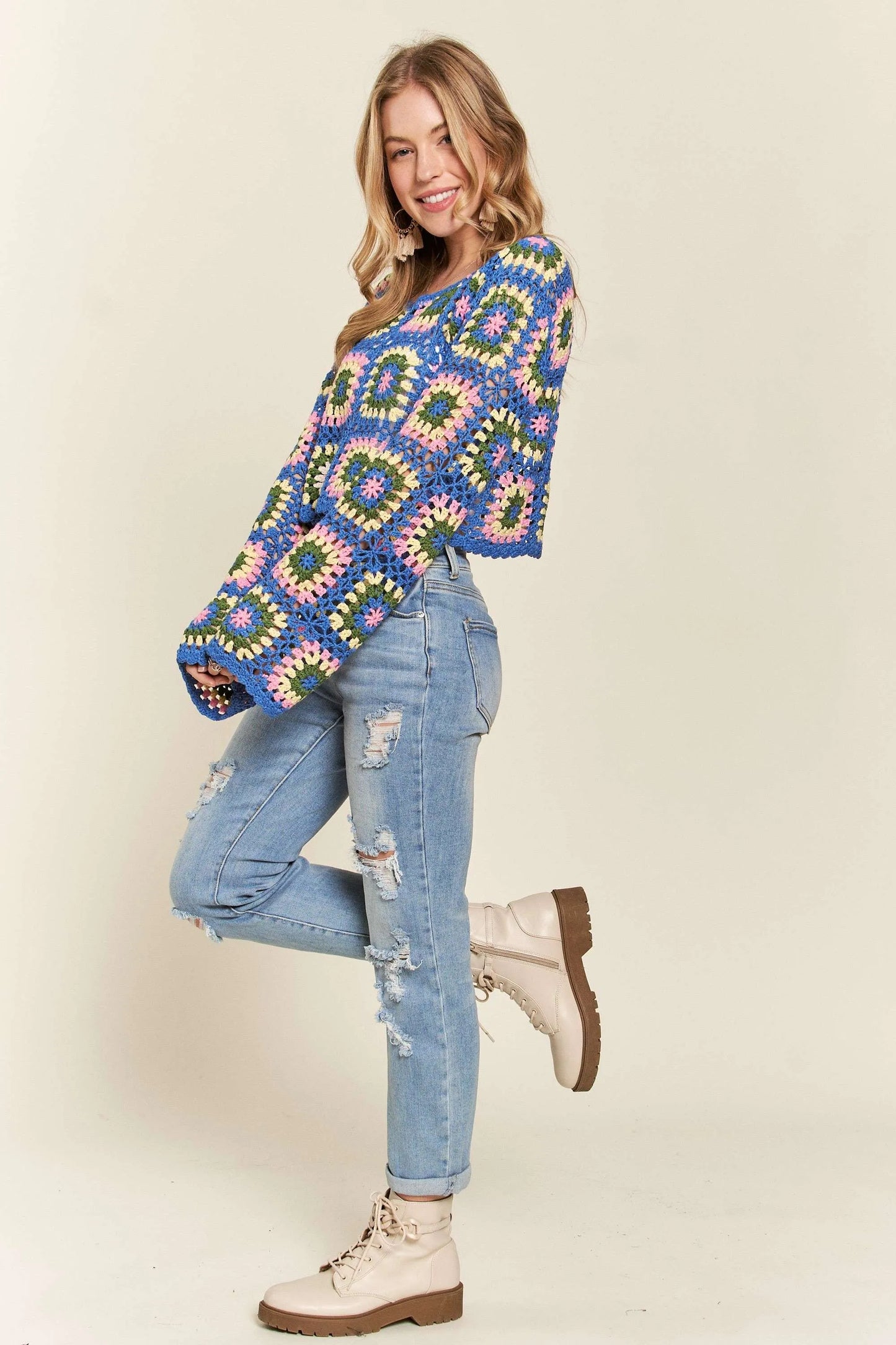 Multicolor Crochet Crop Top
