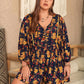 Floral Tie Neck Balloon Sleeve Romper