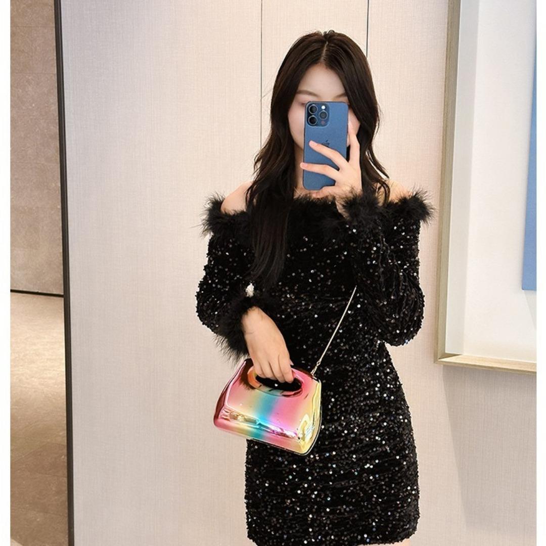 Acrylic square box clutch bag
