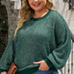 Waffle-Knit Round Neck Dropped Shoulder Sweater