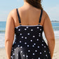 Black Polka Dot Trim V Neck Swim Dress