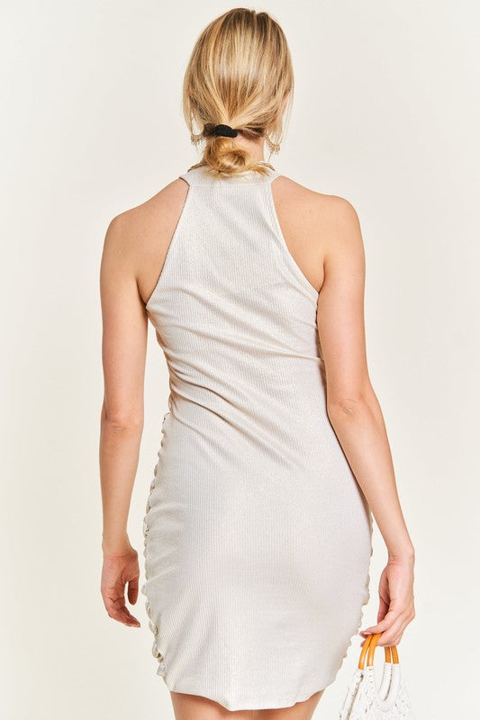 “Foggy Nights” Shirred Dress