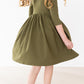 Olive 3/4 Sleeve Pocket Twirl Dress