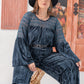 Round Neck Flare Sleeve Top and Pants Set