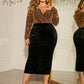 Honey Surplice Neck Long Sleeve Slit Dress