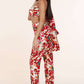 3pc Flower Print Bandeau Top Pants Set