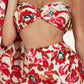 3pc Flower Print Bandeau Top Pants Set