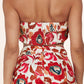 3pc Flower Print Bandeau Top Pants Set