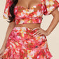 Charming Short Puff Sleeves 2pc Skirt Set