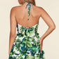 Leaf Print O-ring Mini Dress