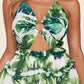 Leaf Print O-ring Mini Dress