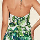 Leaf Print O-ring Mini Dress