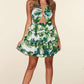 Leaf Print O-ring Mini Dress