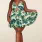 Leaf Print O-ring Mini Dress - Plus Size