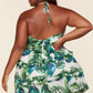 Leaf Print O-ring Mini Dress - Plus Size