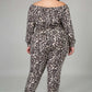 Off The Shoulder Cheetah Print Jogger Set