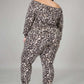 Off The Shoulder Cheetah Print Jogger Set