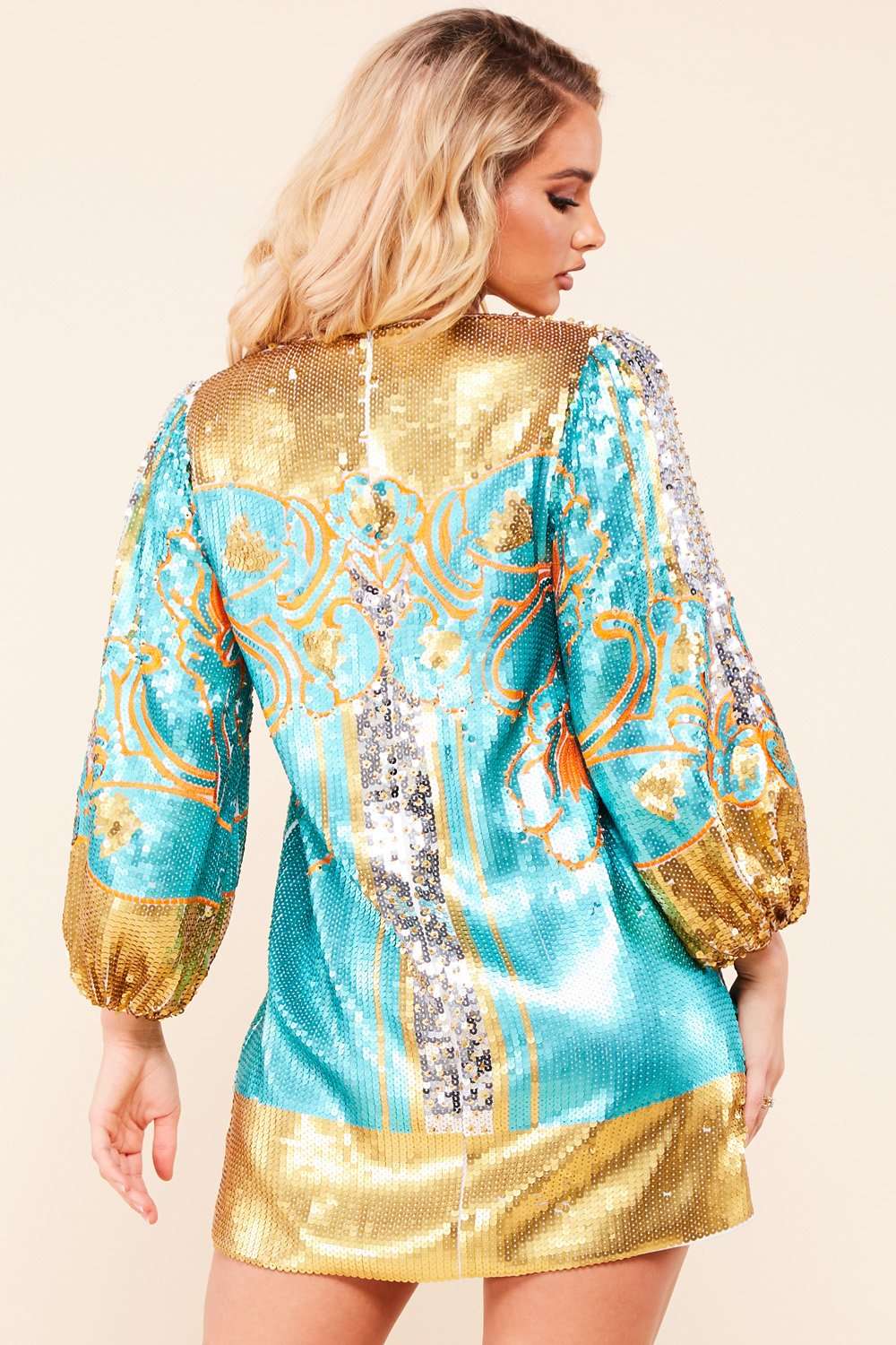 Sequin Pattern Shift Mini Dress - Multi